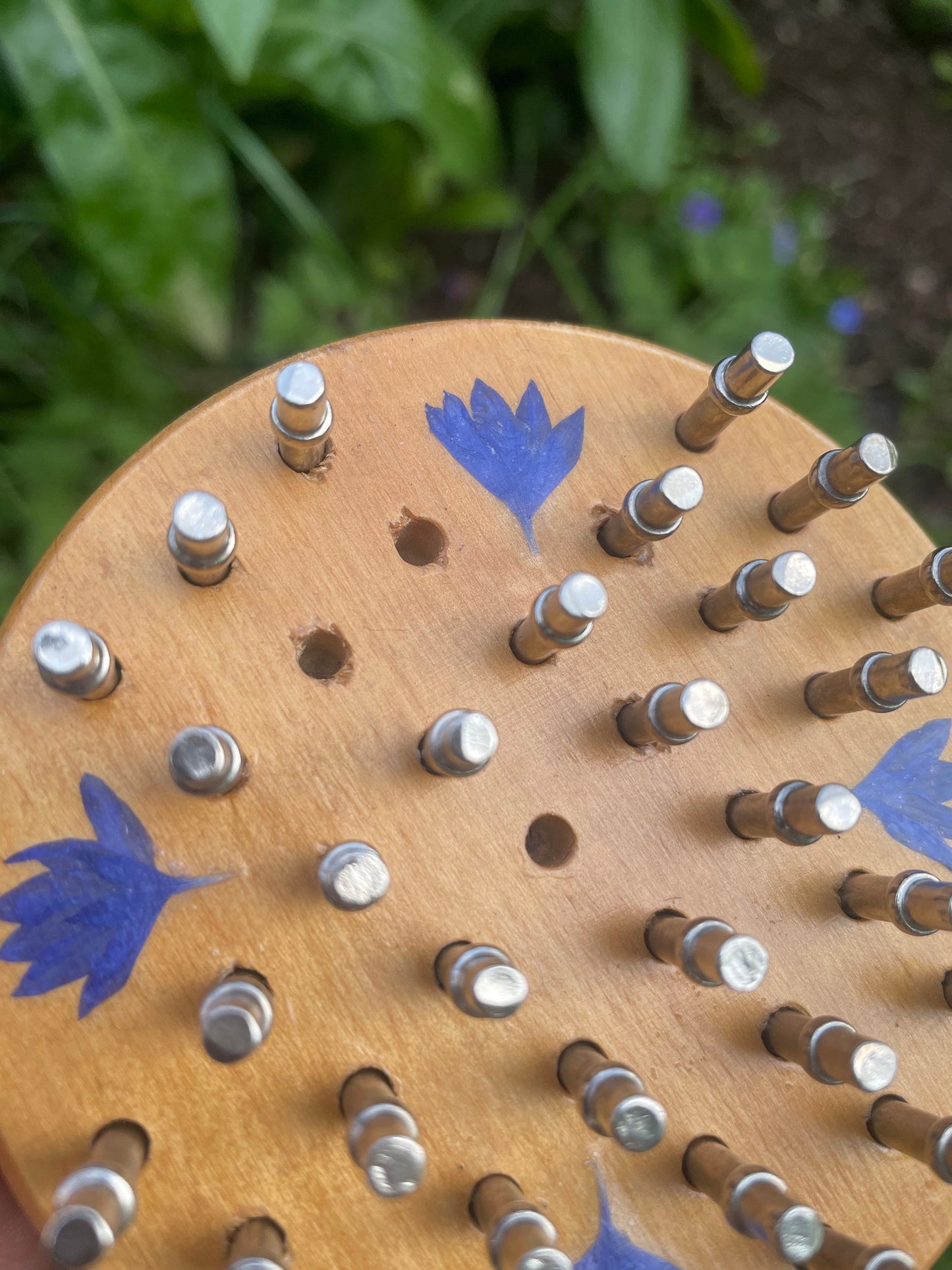 Mini palm sized Botanical Solitaire board with pressed cornflower petals - B grade shabby chic cottagecore goblincore unique nature