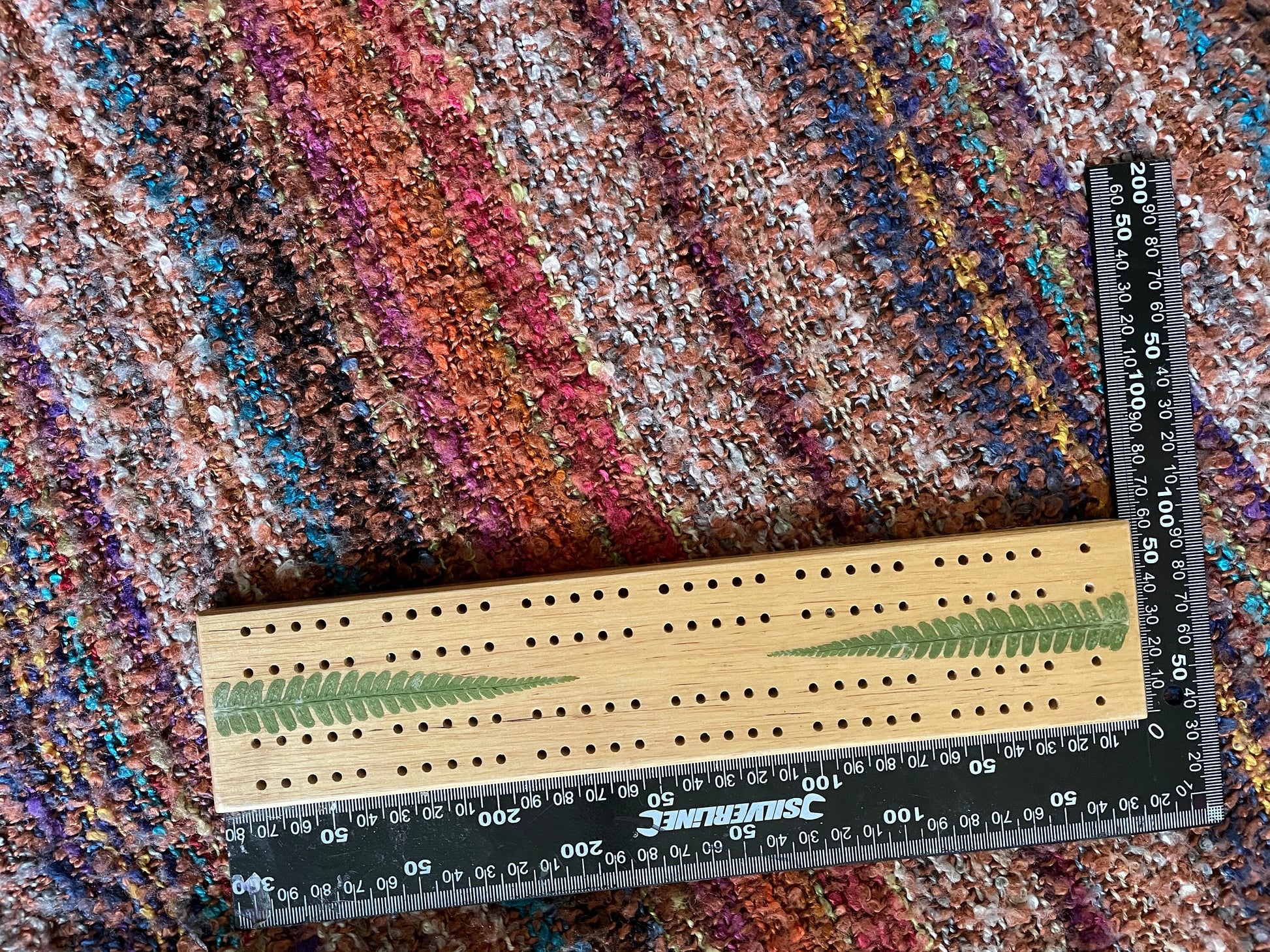 Handmade cribbage board with real fern leaves - shabby chic cottagecore goblincore unique nature lover card game