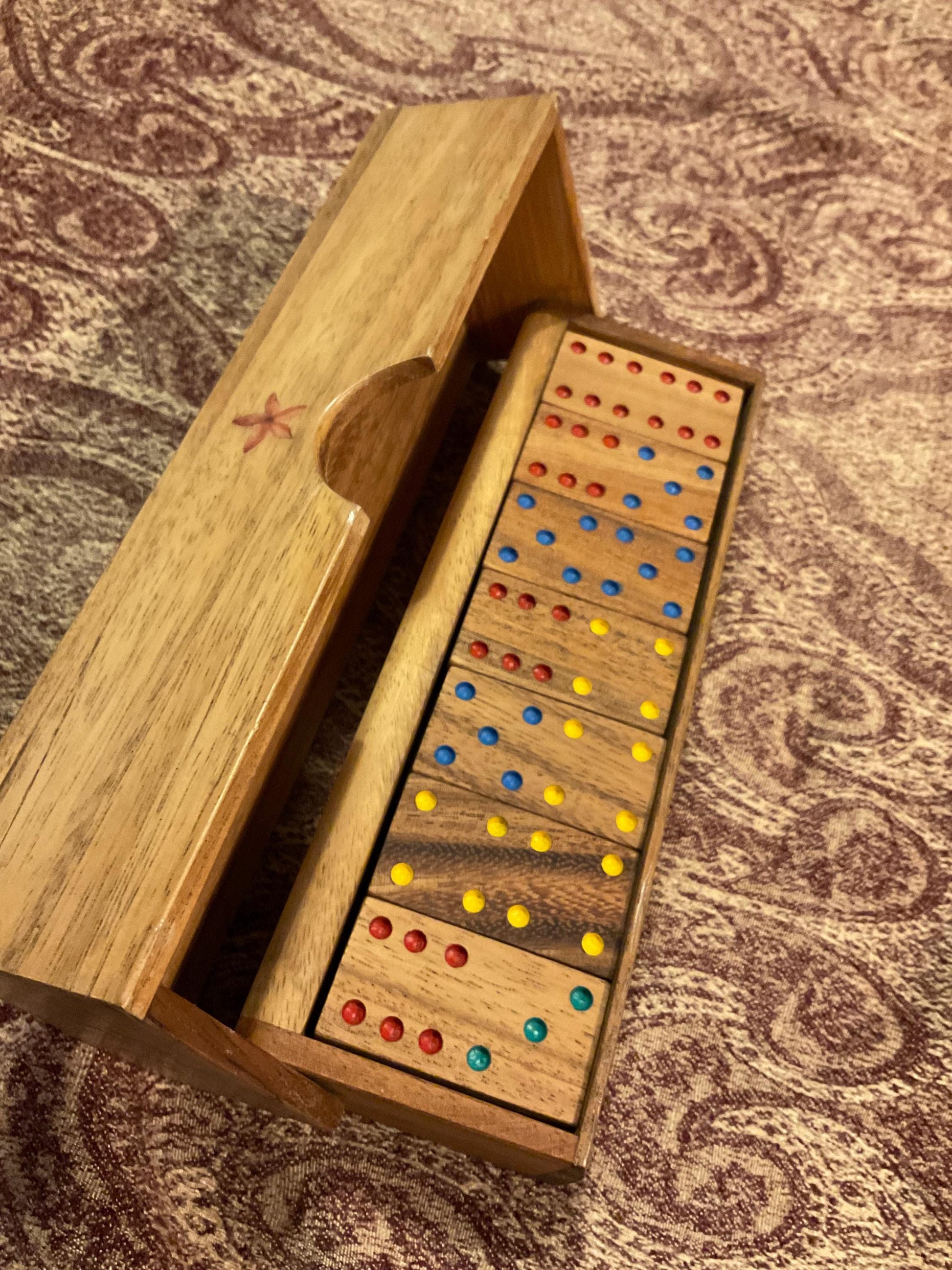 Botanical dominoes box, with real polypody fern leaves cottagecore goblincore unique nature fae handmade boardgame