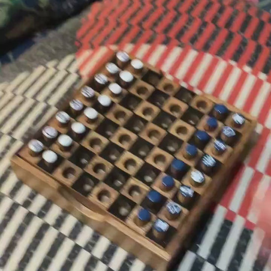 Mini botanical vintage travel chess board, leaves including ferns leaf shabby chic cottagecore goblincore unique nature